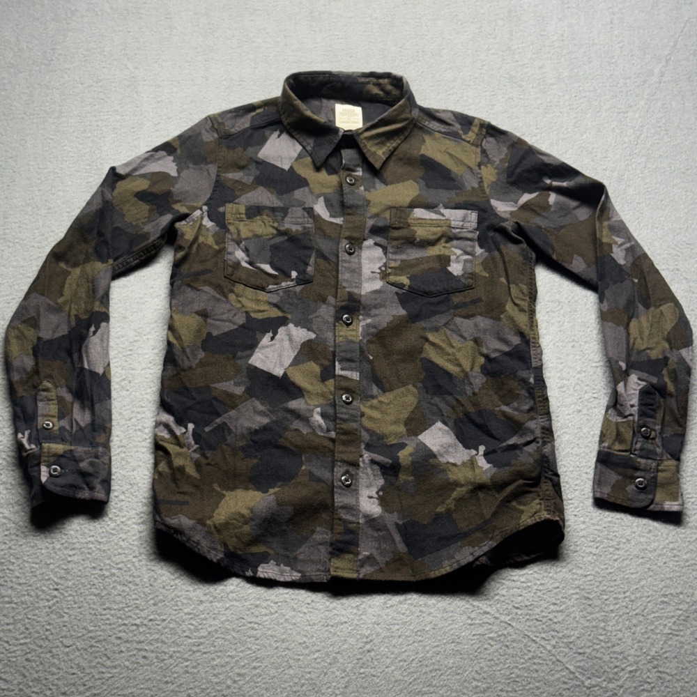 Blake Shelton Lands End Boys Flannel Shirt XL 14-16 Camo Cotton Button Down